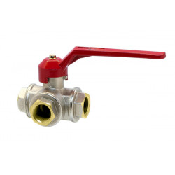 Сферичен трипътен кран L-пропускане усилен 1"