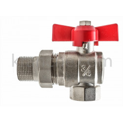 Сферичен ъглов кран с холендър, перчатка С.О. 3/4"